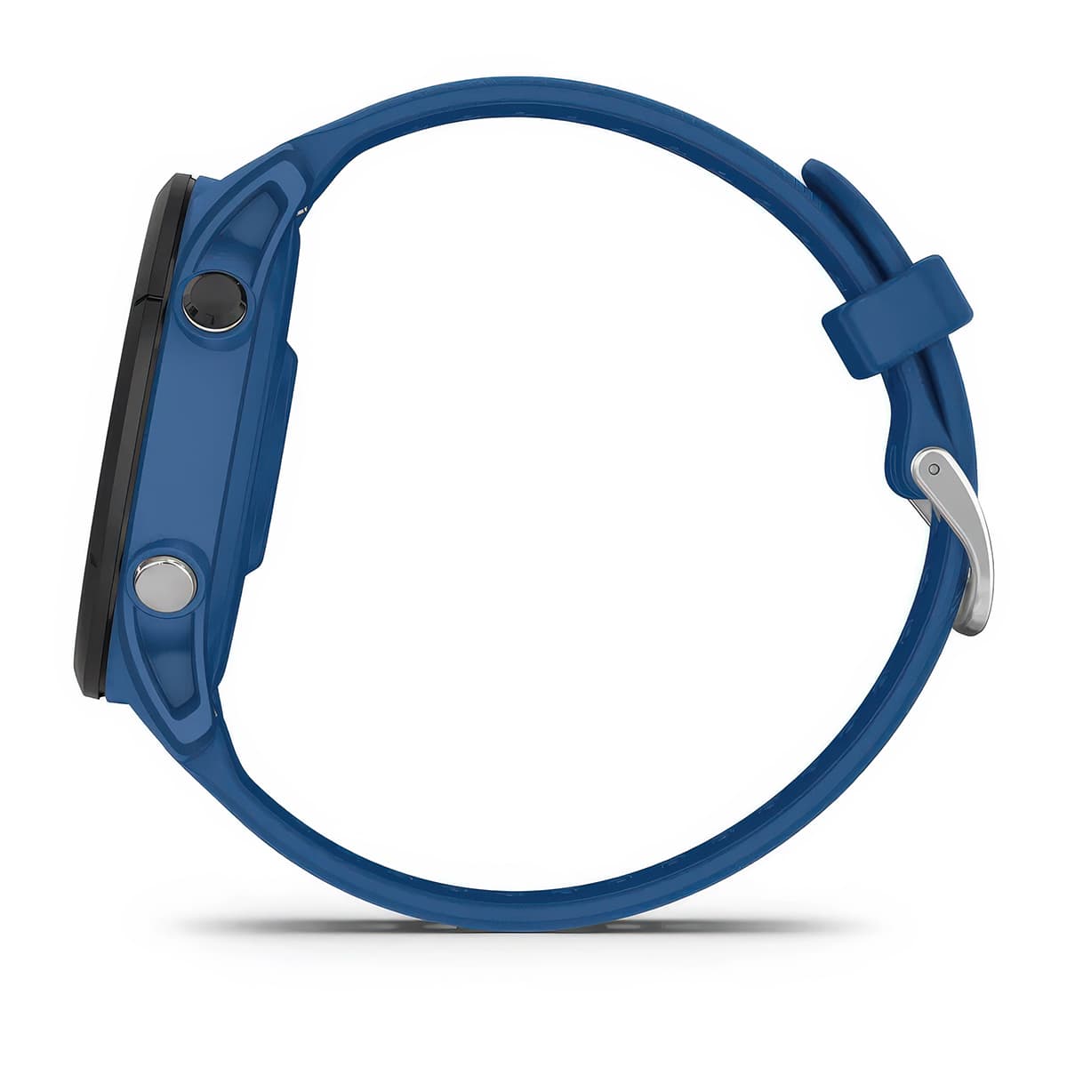 Left-side product shot of the Garmin Forerunner 255 in Tidal Blue