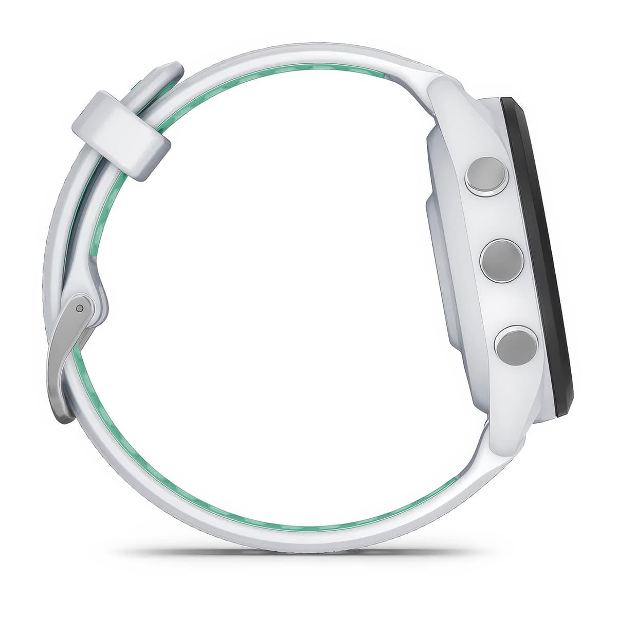 Right-side product shot of the Garmin Forerunner 265S in Whitestone-Neo Tropic