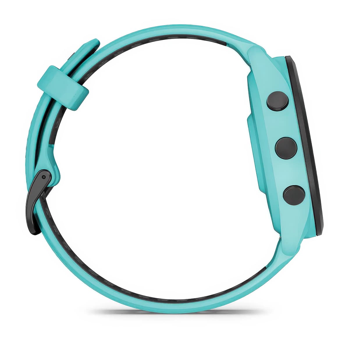 Right-side product shot of the Garmin Forerunner 265 in Aqua-Black