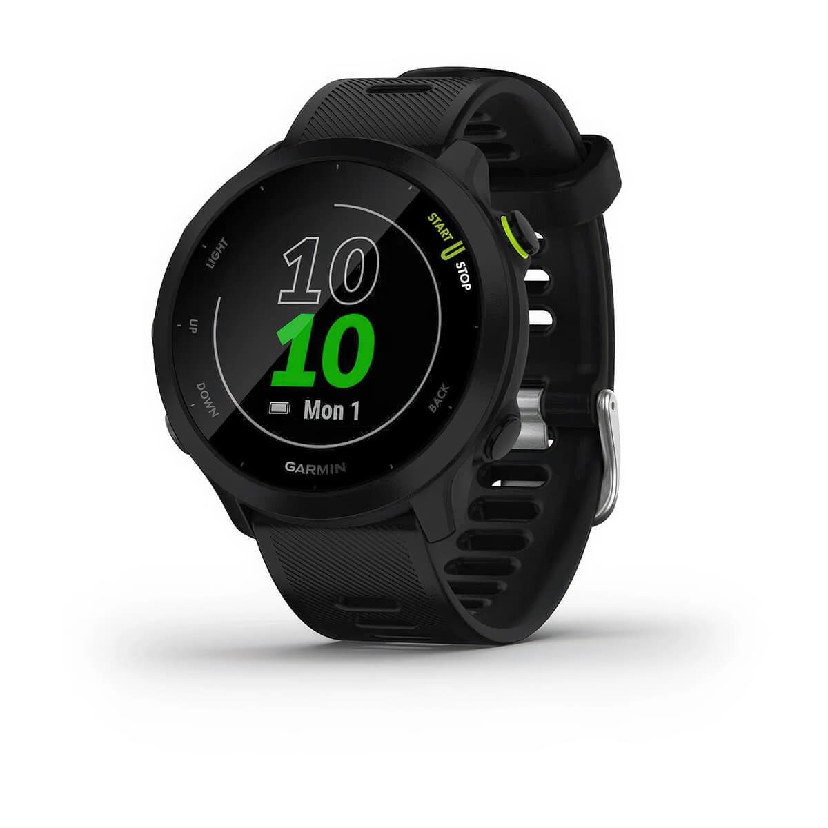Front product shot of the Garmin Forerunner 55 in Black