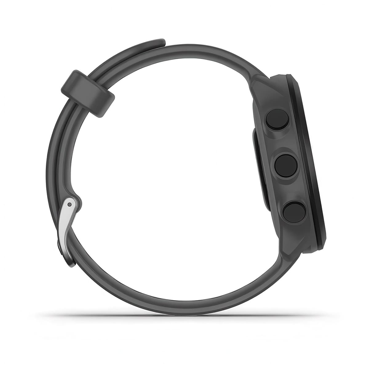 Right-side product shot of the Garmin Forerunner 55 in Monterra Grey