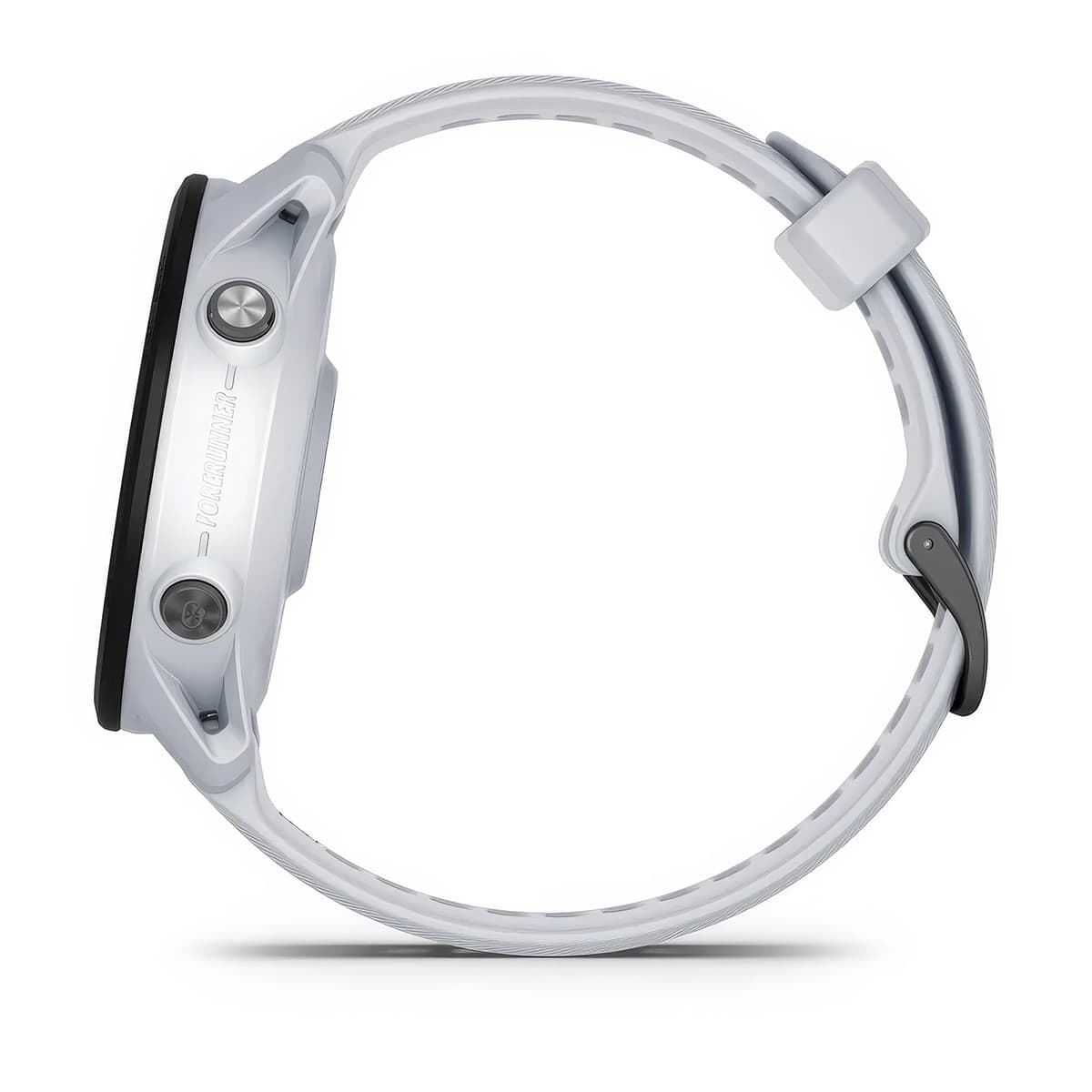 Left-side product shot of the Garmin Forerunner 955 Solar in Whitestone