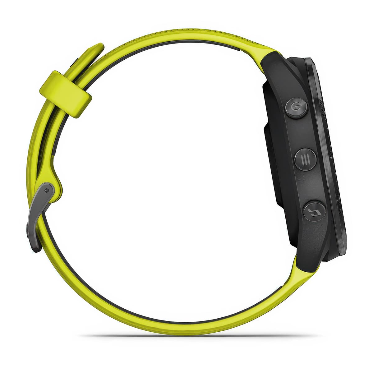 Right-side product shot of the Garmin Forerunner 965 in Amp Yellow-Black