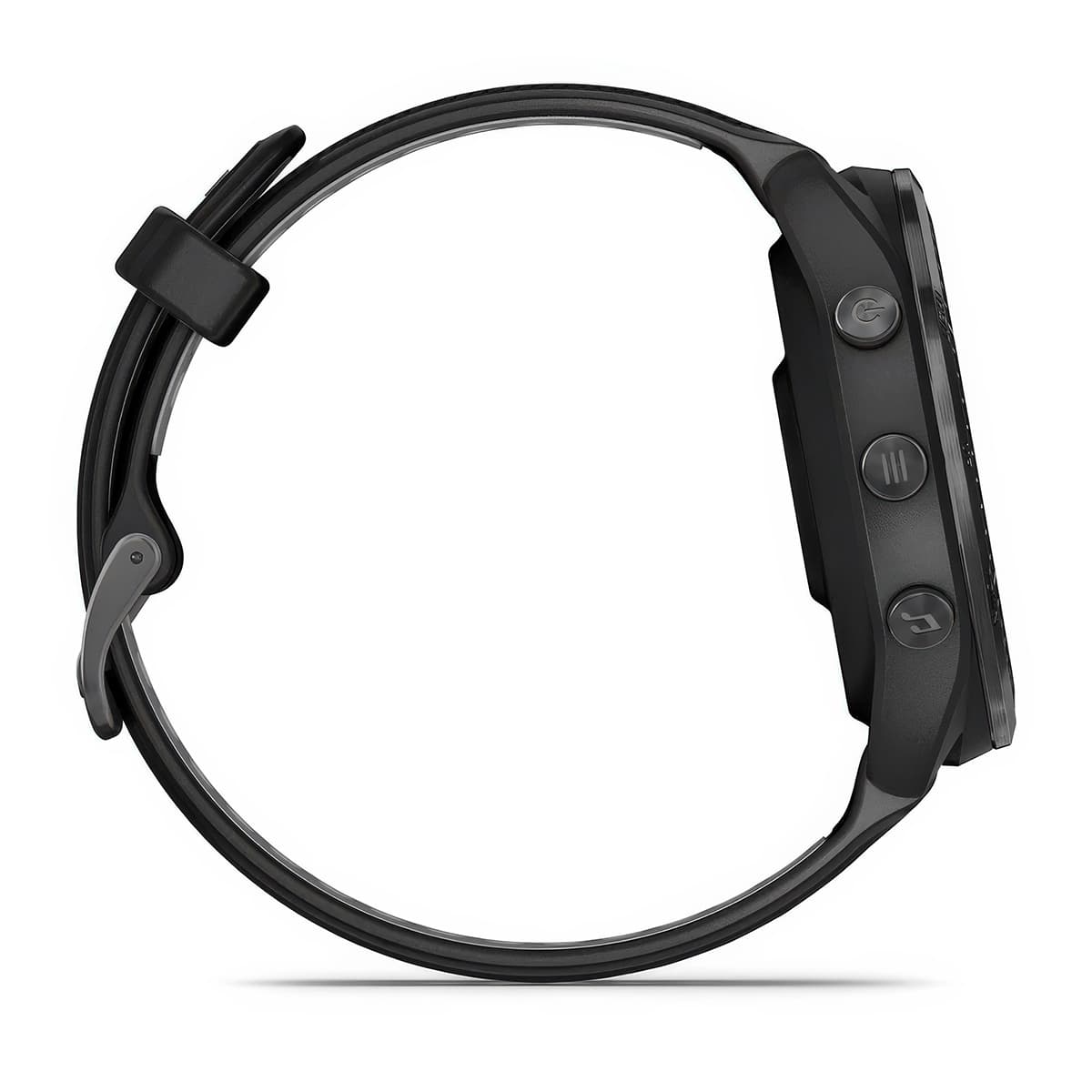 Right-side product shot of the Garmin Forerunner 965 in Black-Powder Grey