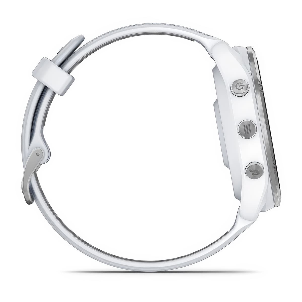 Right-side product shot of the Garmin Forerunner 965 in Whitestone-Powder Grey
