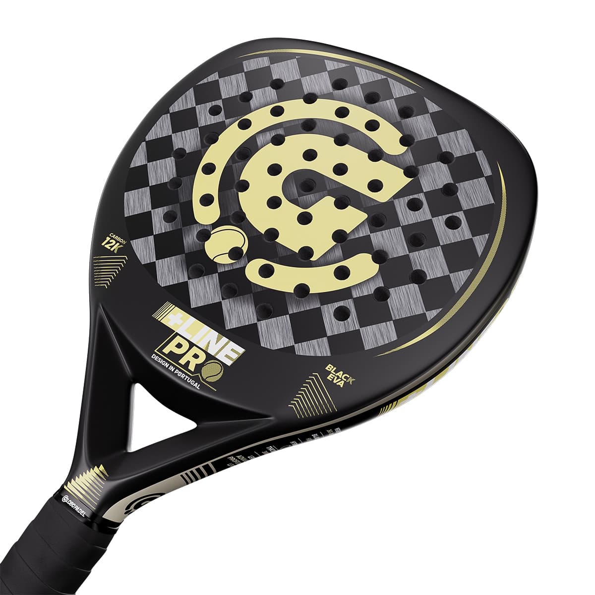 5-degree close-up front view of the Globo Padel Line Pro padel racket