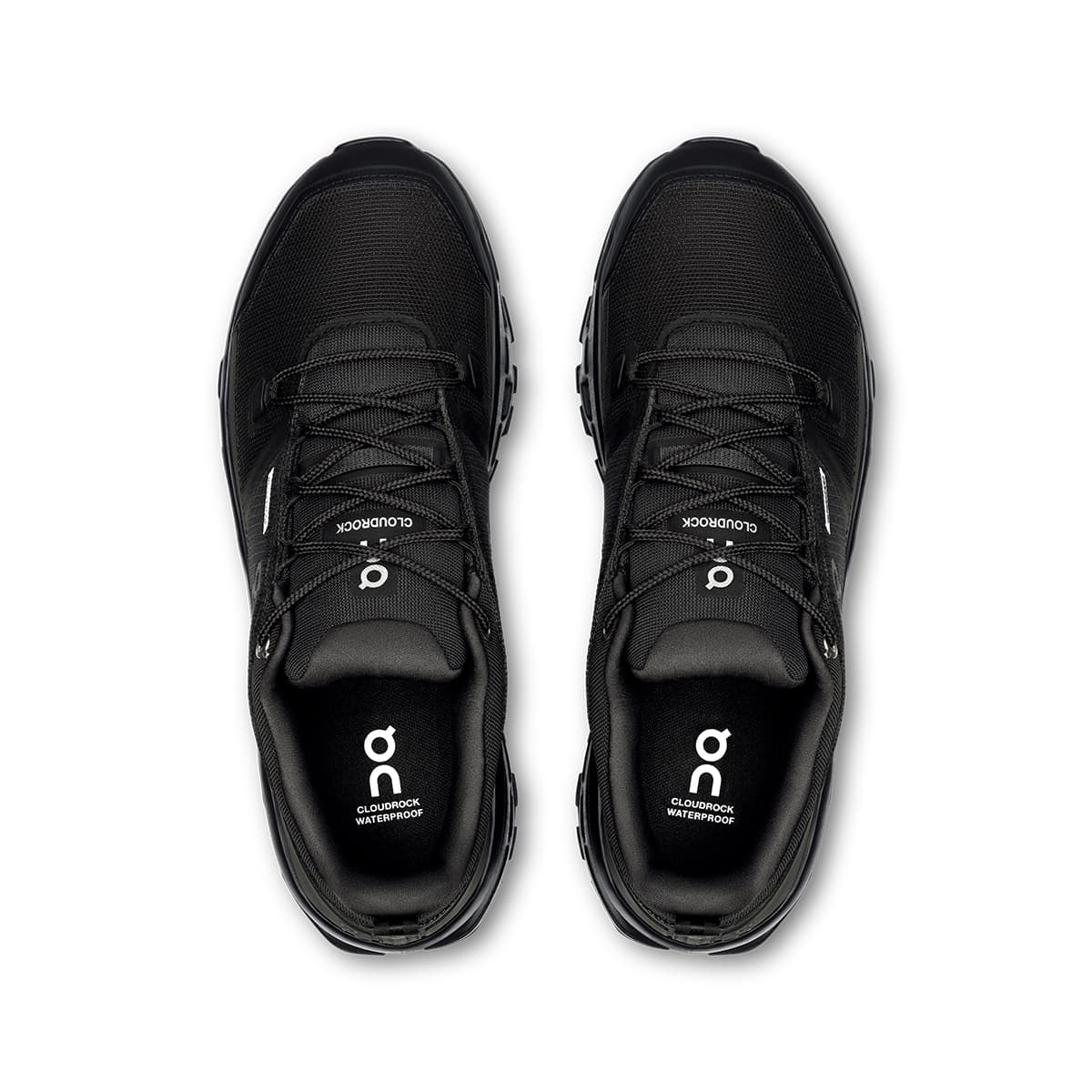 Top view of the On Cloudrock Low Black Black men’s running shoes