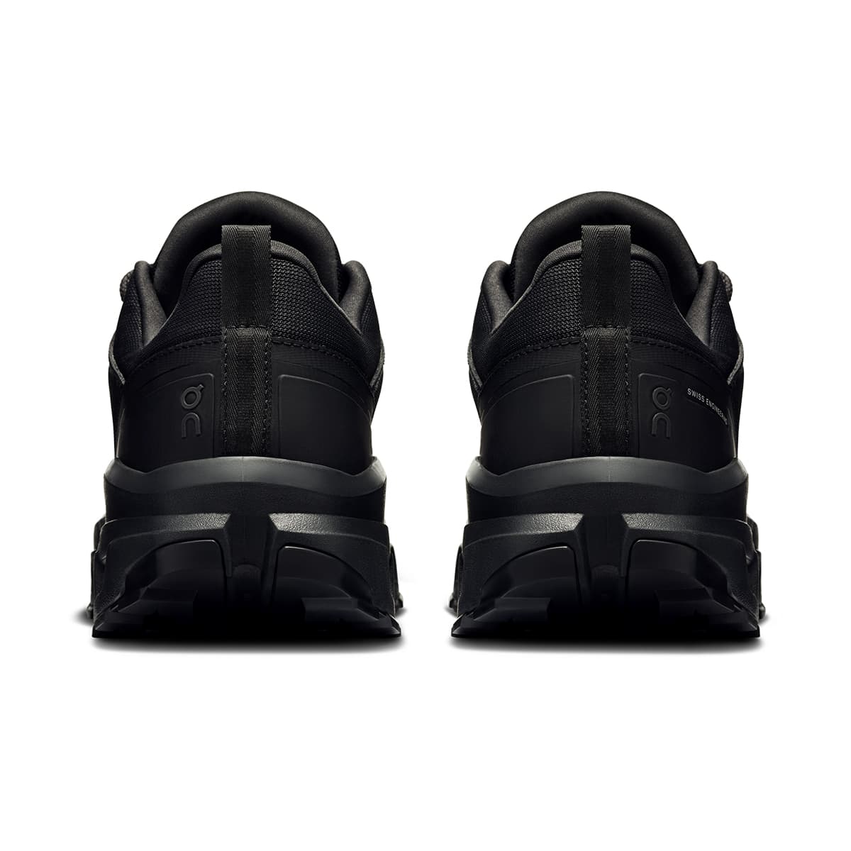 Back view of the On Cloudrock Low Black Black men’s running shoe