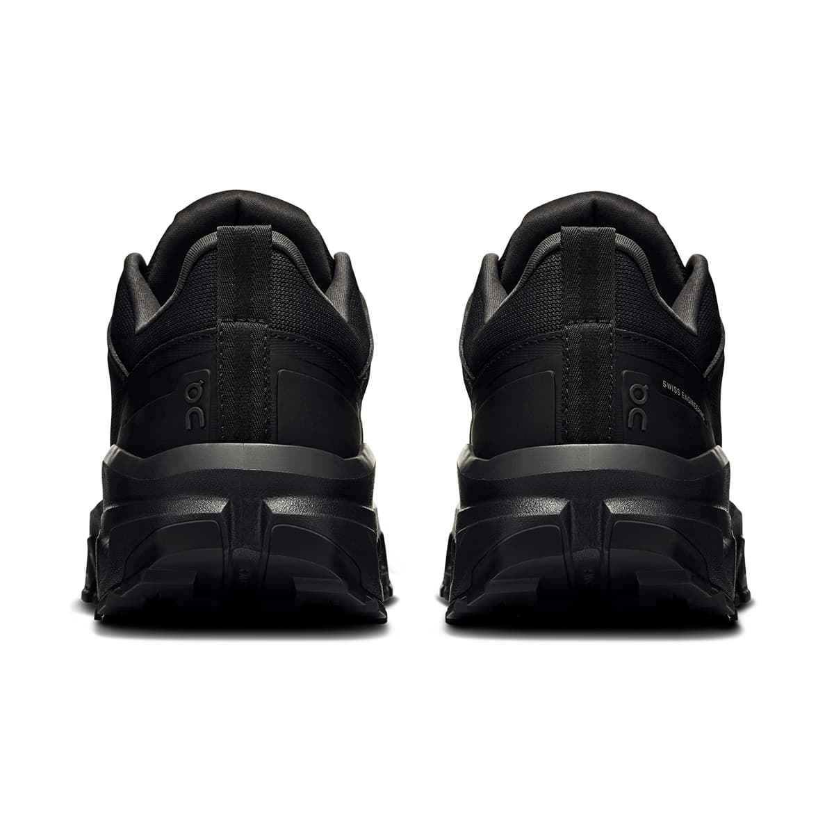 Back view of the On Cloudrock Low Black Black women’s running shoe