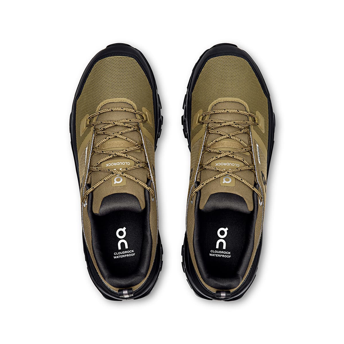 Top view of the On Cloudrock Low Hunter Black men’s running shoes