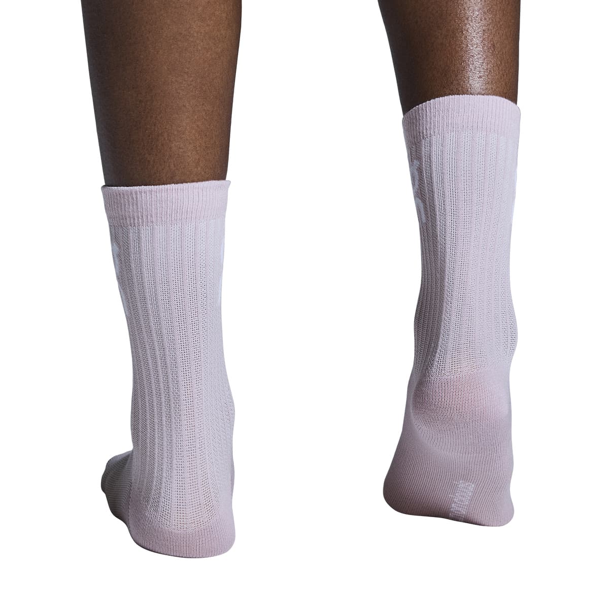 Model wearing the On Logo Sock 3 Pack Colour Mauve Raspberry - Rear View