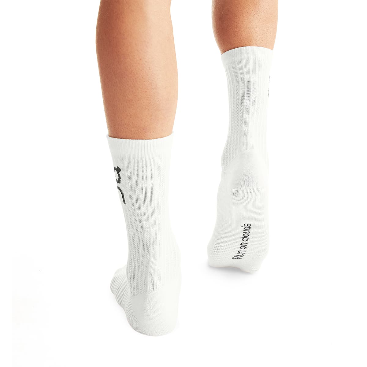 Man wearing the On Logo Sock 3 Pack Colour White - Back Angle