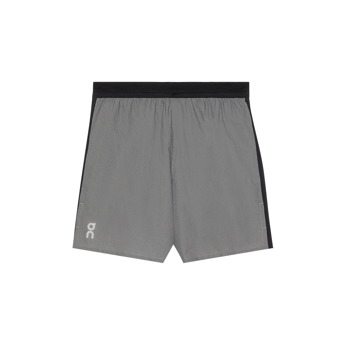 Flat lay of the On Performance Shorts Lumos in Black showing front logo detail