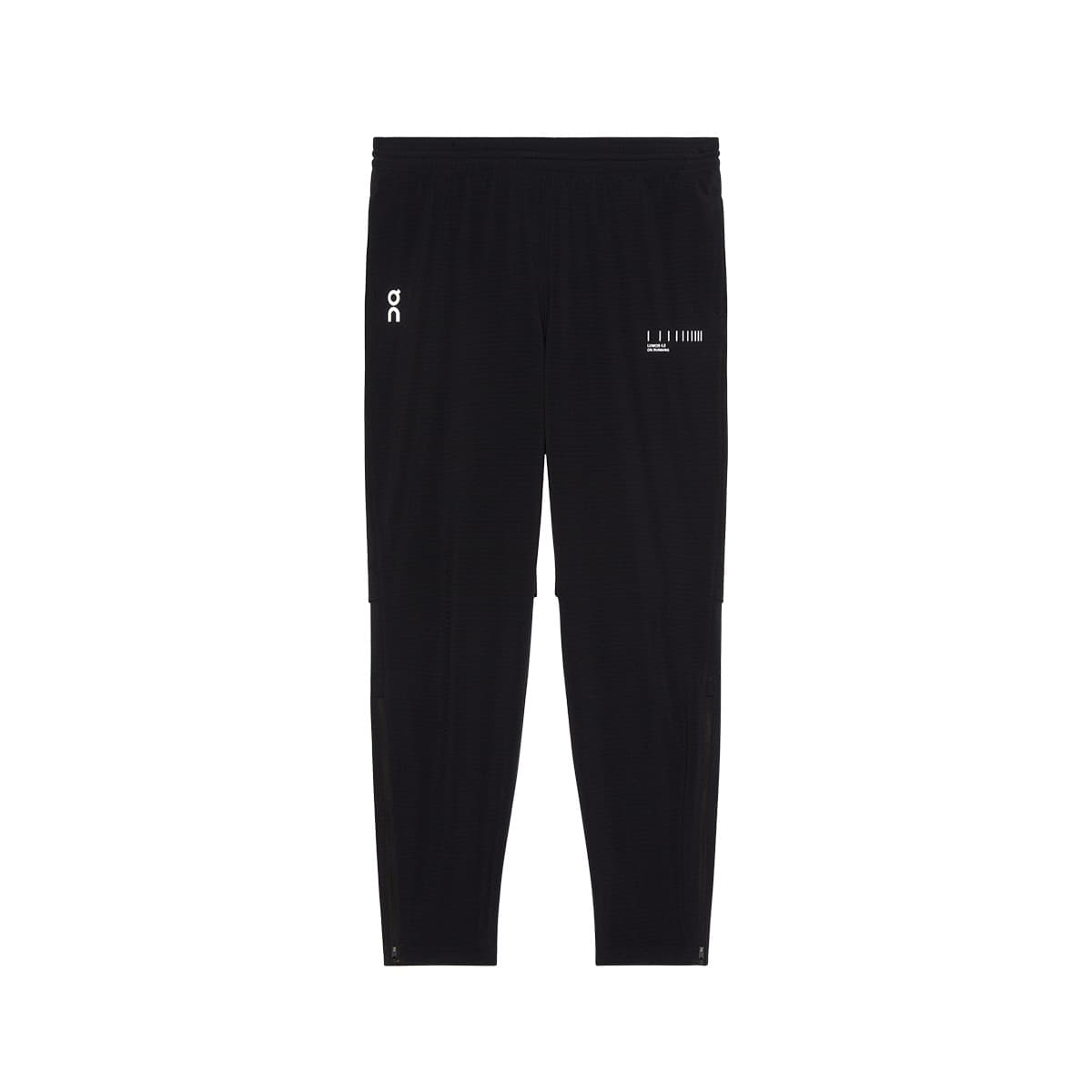 Product-only front view of the On Weather Pants Lumos in Black showing Lumos 4.0 and On logo