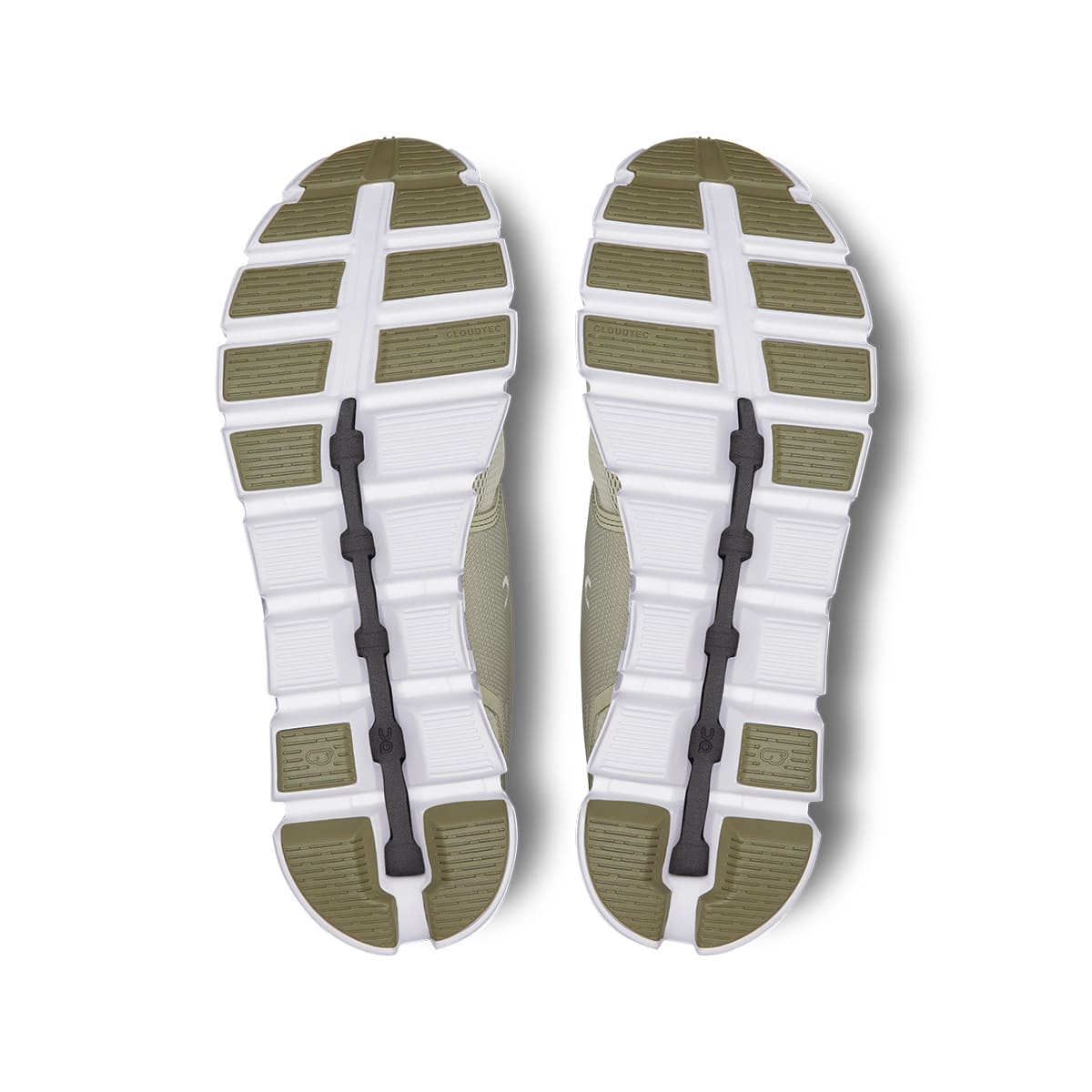 Soles of the On Cloud 5 Chalk Grove men's running shoes
