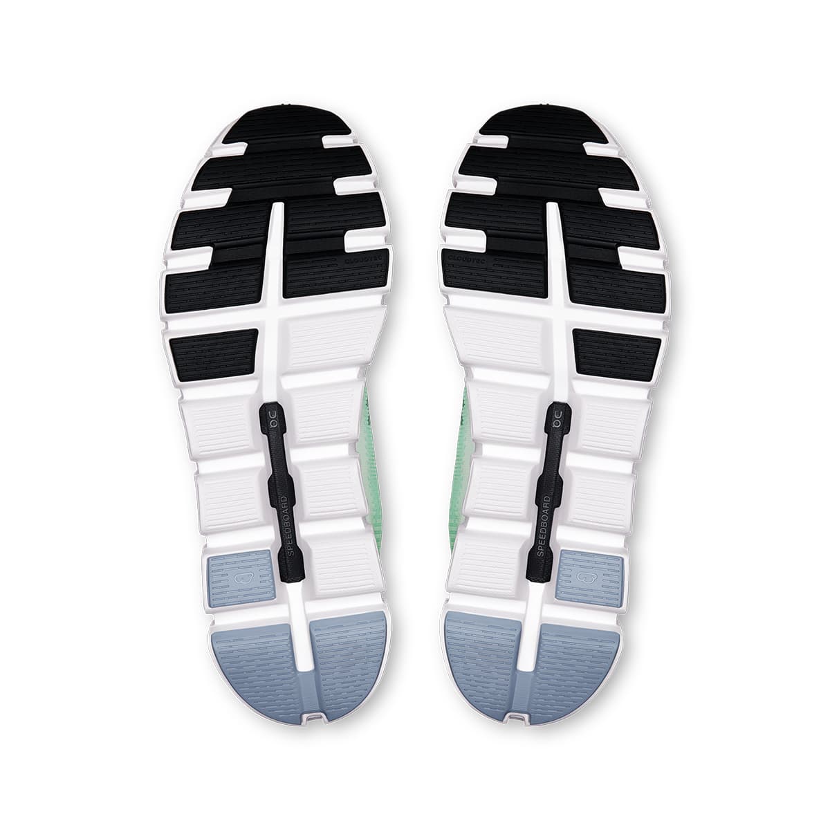 Soles of the On Cloud 6 Push Horizon-Honeydew men’s running shoes
