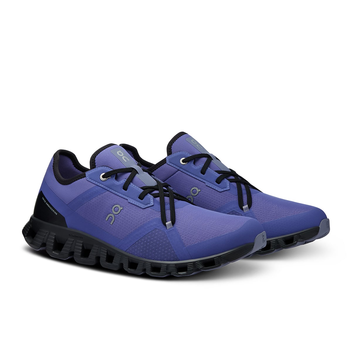 45-degree view of the On Cloud X3 AD Black-Blueberry men’s running shoe