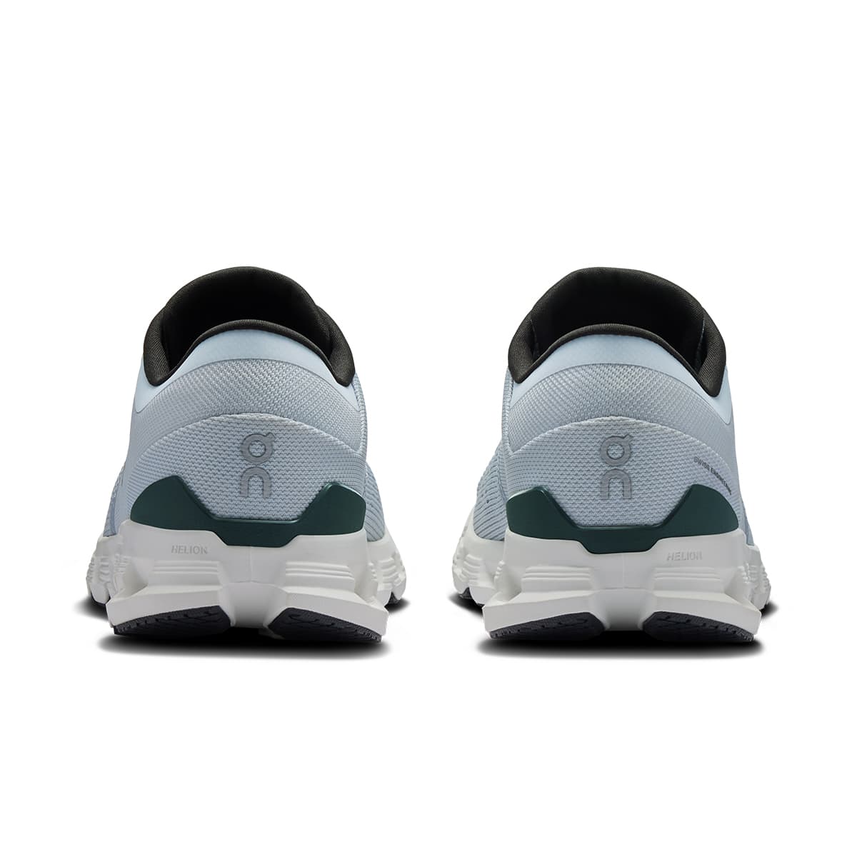 Back view of the On Cloud X4 Glacier-Stone men’s running shoe