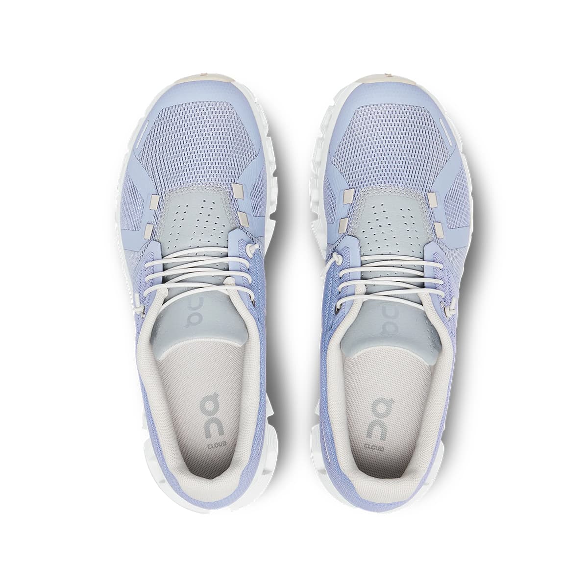 Top view of the On Cloud 5 Nimbus Alloy women's running shoes