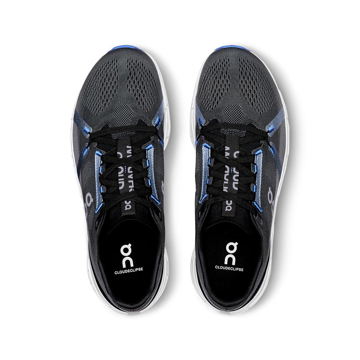 Top view of the On Cloudeclipse Black-Frost men’s running shoes