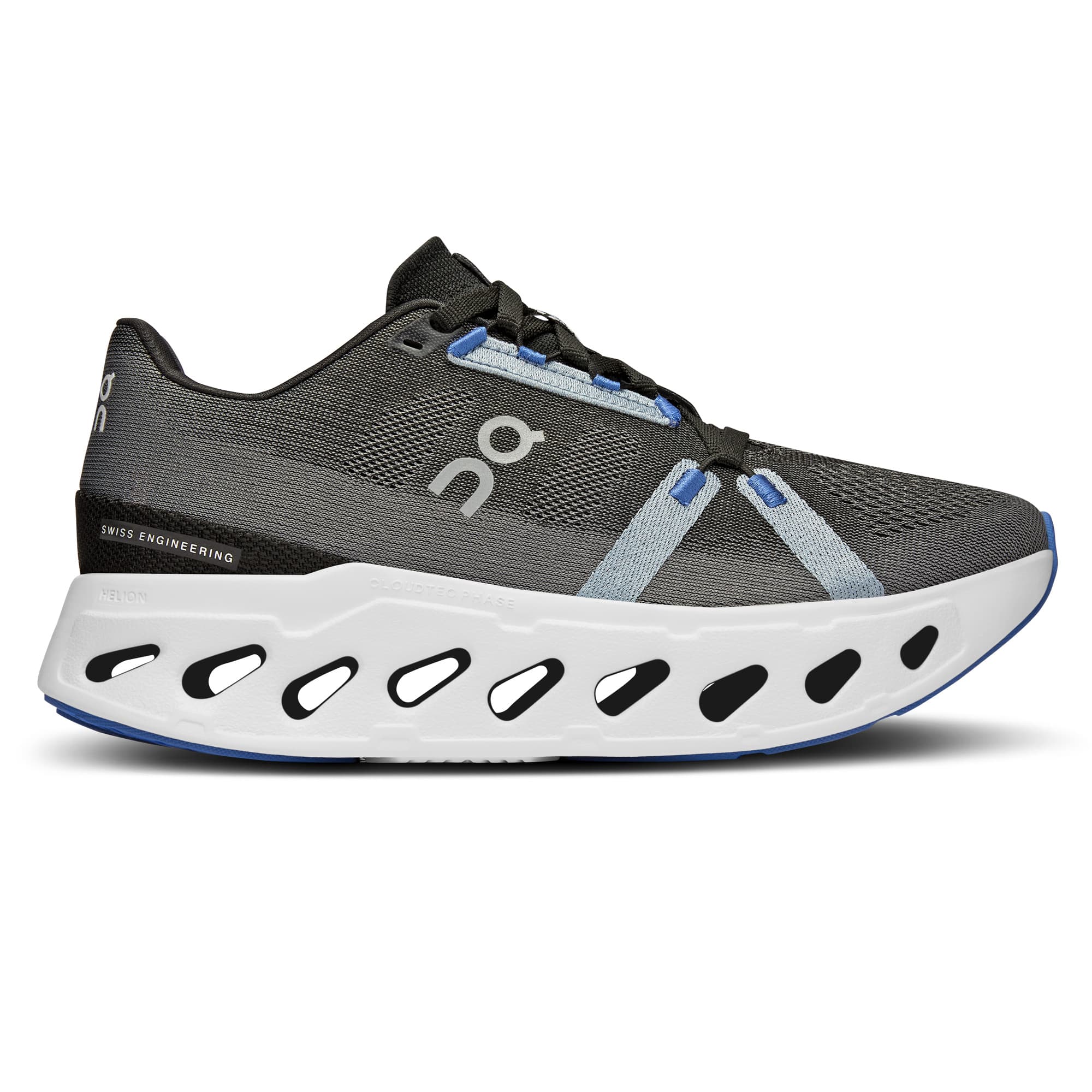 Right side view of the On Cloudeclipse Black-Frost women’s running shoe