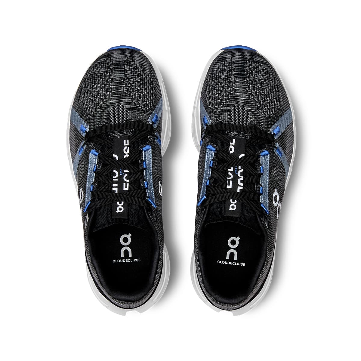 Top view of the On Cloudeclipse Black-Frost women’s running shoes