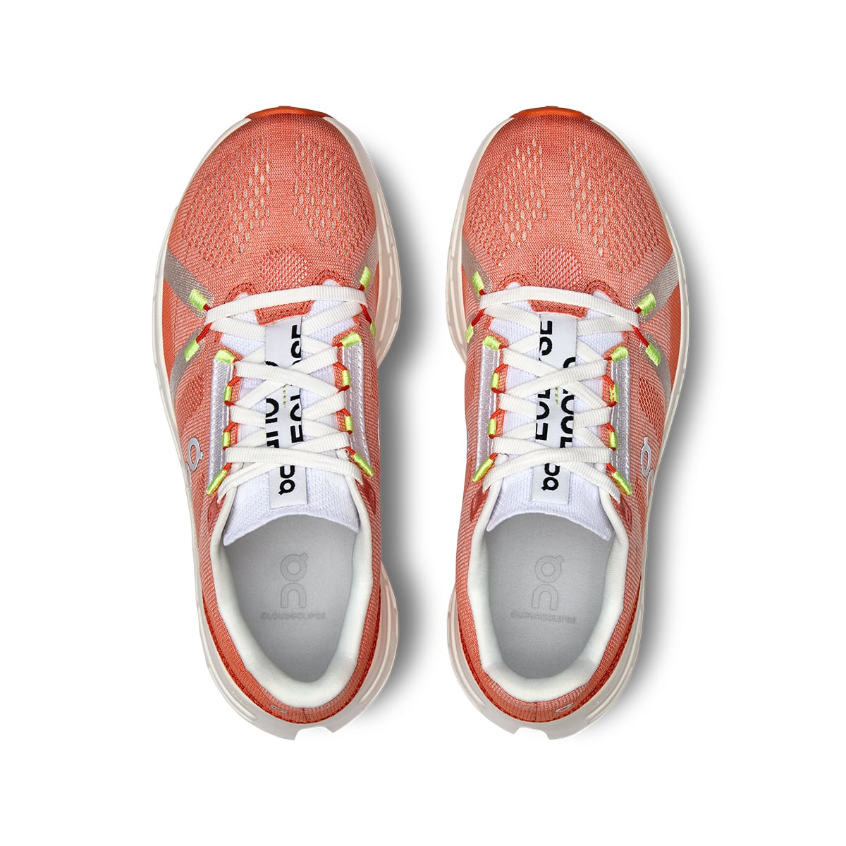 Top view of the On Cloudeclipse Flame-Ivory women’s running shoes