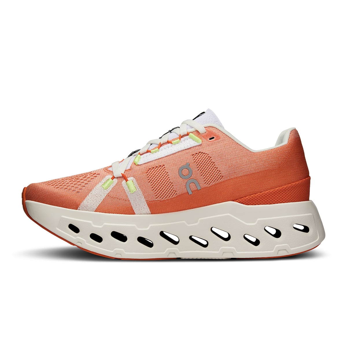 Left side view of the On Cloudeclipse Flame-Ivory women’s running shoe