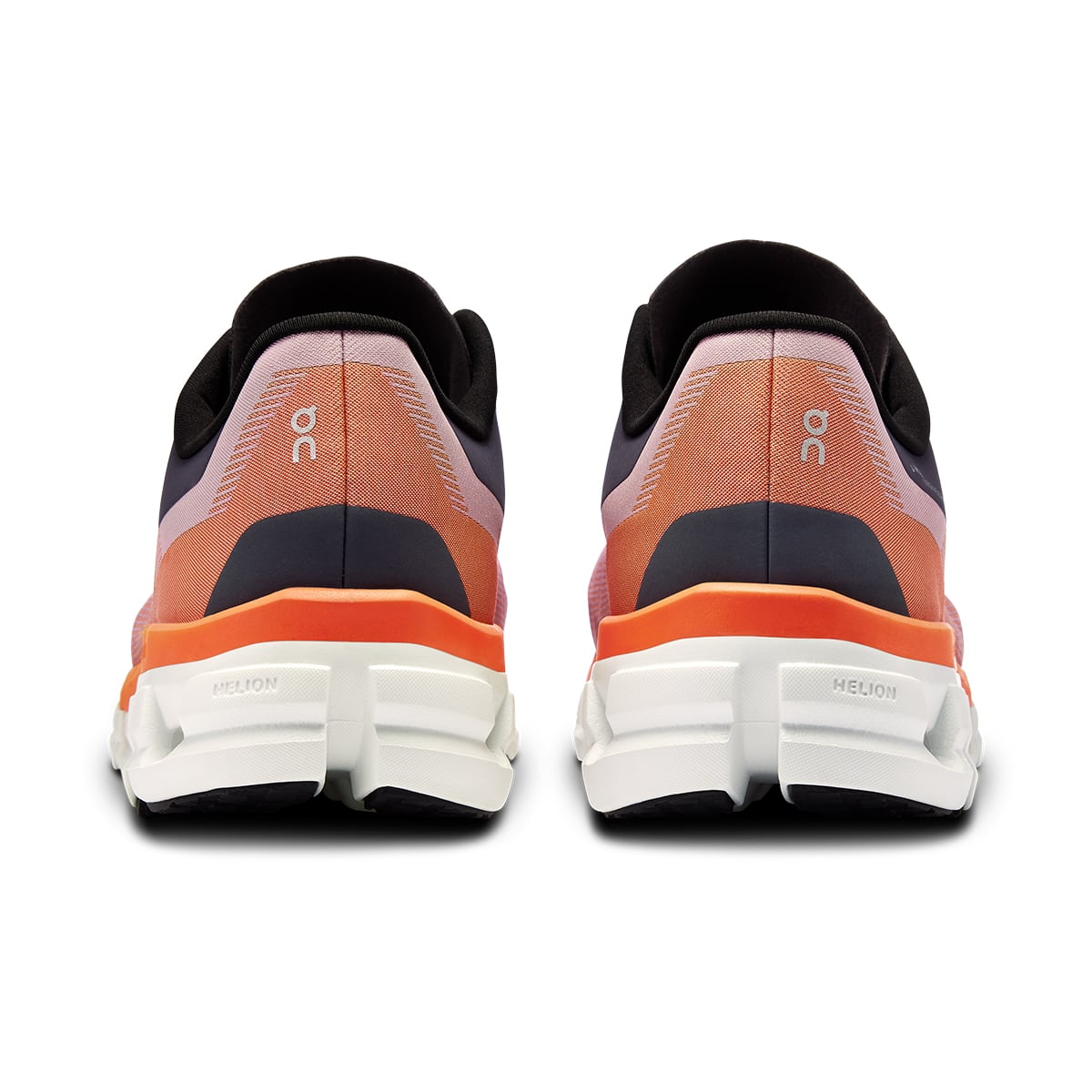 Back view of the On Cloudflow 4 Quartz-Flame men’s running shoe