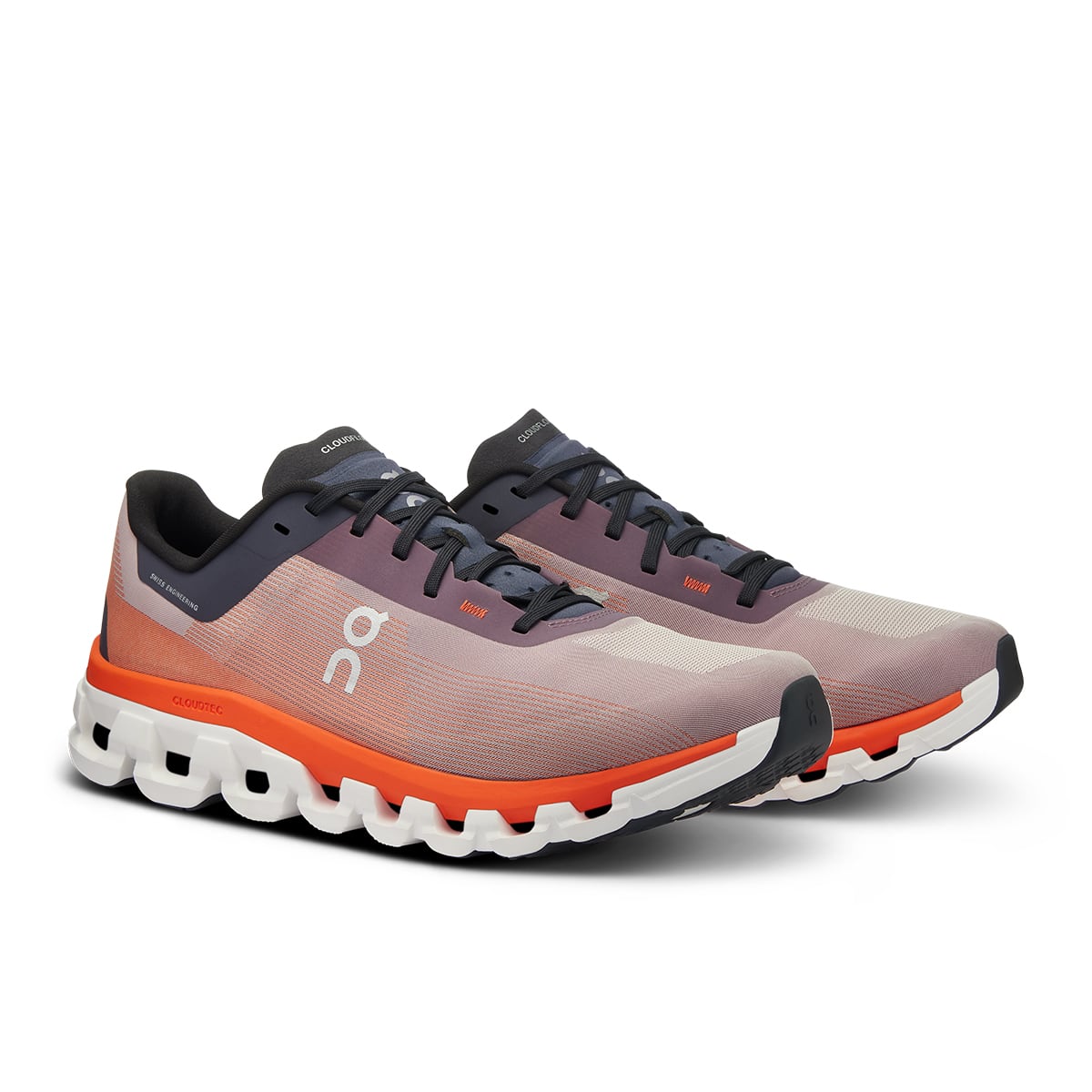 45-degree view of the On Cloudflow 4 Quartz-Flame men’s running shoe