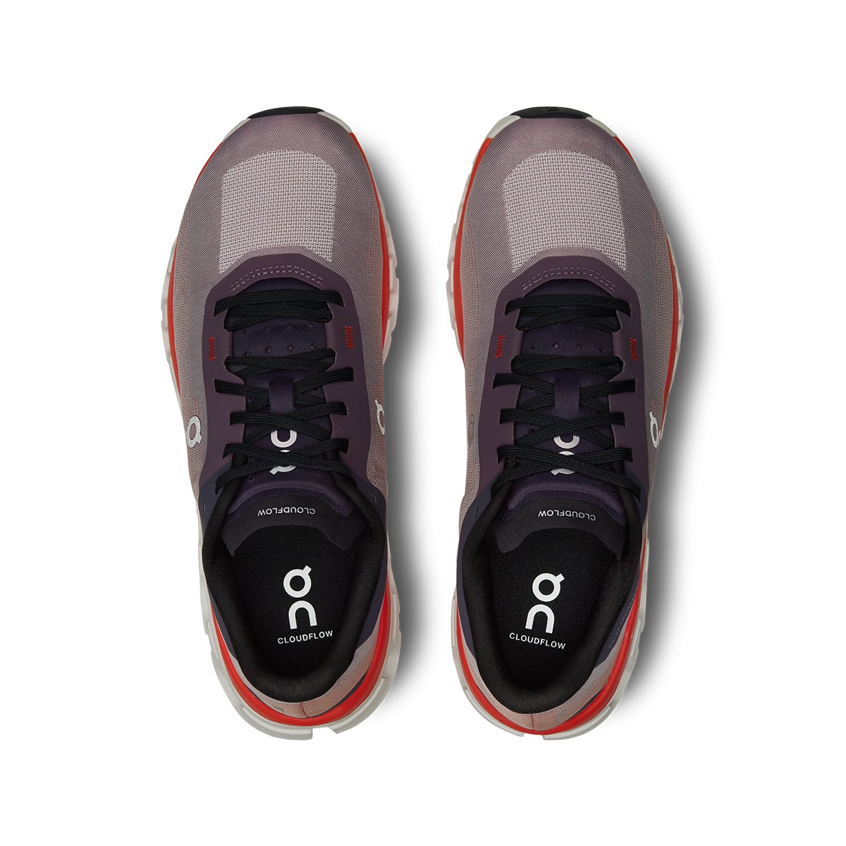 Top view of the On Cloudflow 4 Quartz-Flame women’s running shoes