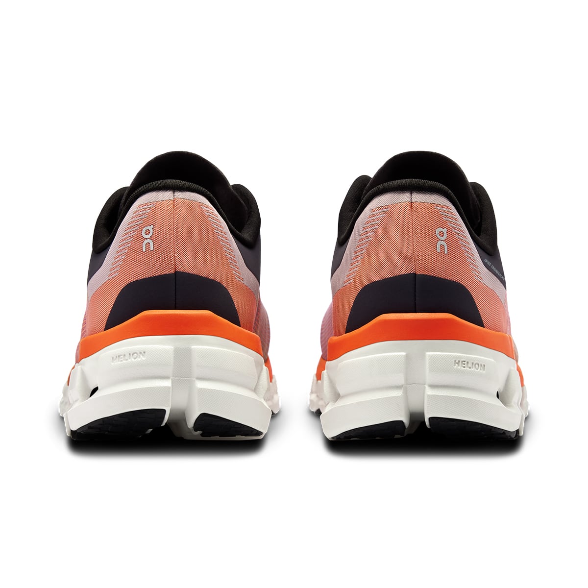 Back view of the On Cloudflow 4 Quartz-Flame women’s running shoe
