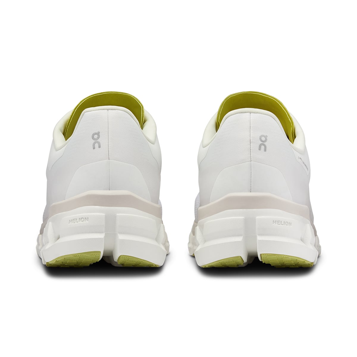 Back view of the On Cloudflow 4 White-Sand men’s running shoe