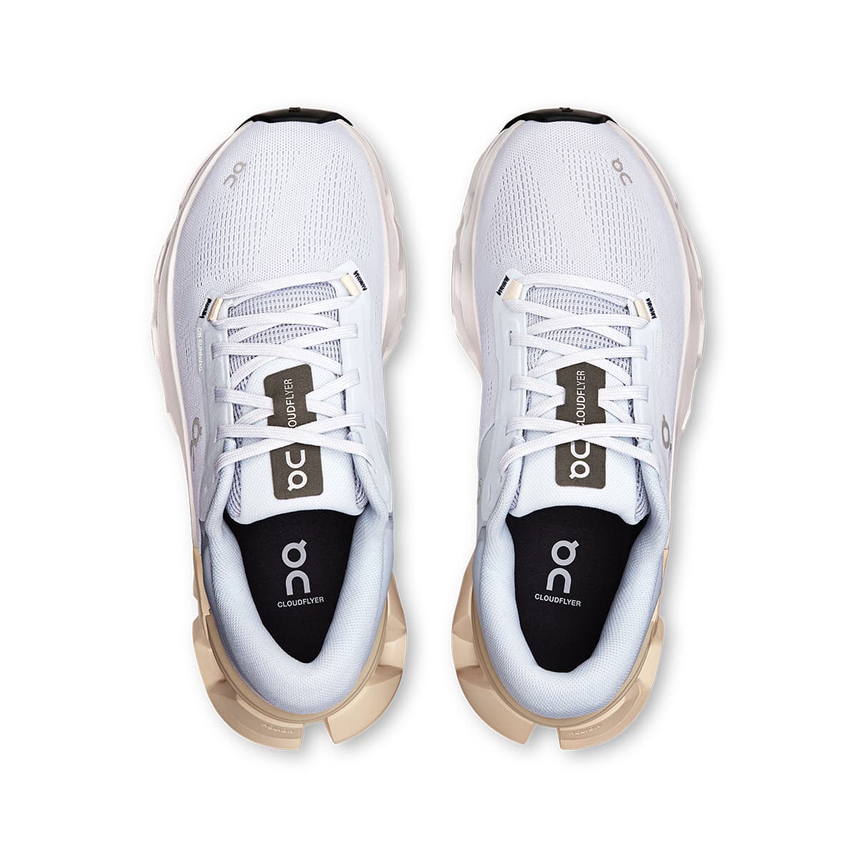 Top view of the On Cloudflyer 5 Arctic-Cream women’s running shoes #color_arctic-cream