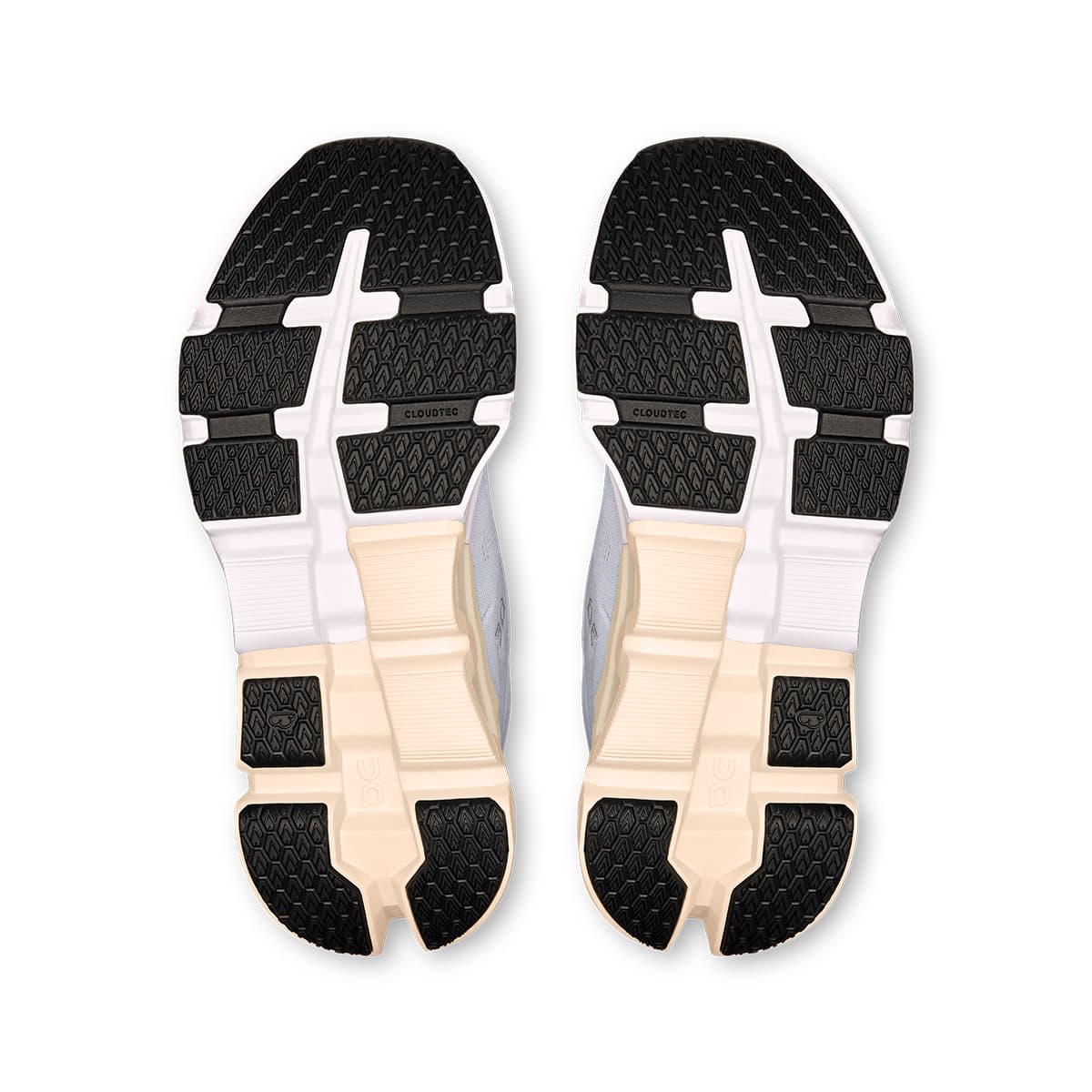 Soles of the On Cloudflyer 5 Arctic-Cream women’s running shoes #color_arctic-cream