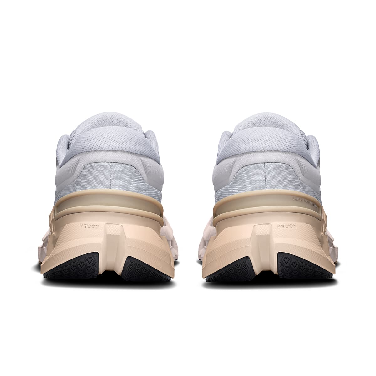 Back view of the On Cloudflyer 5 Arctic-Cream women’s running shoe