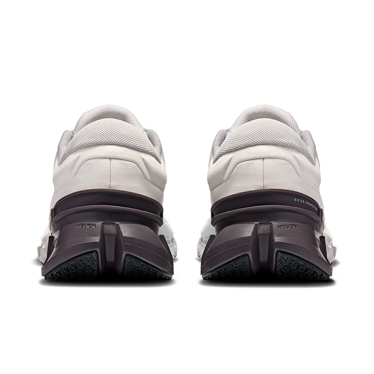 Back view of the On Cloudflyer 5 White-Pebble men’s running shoe