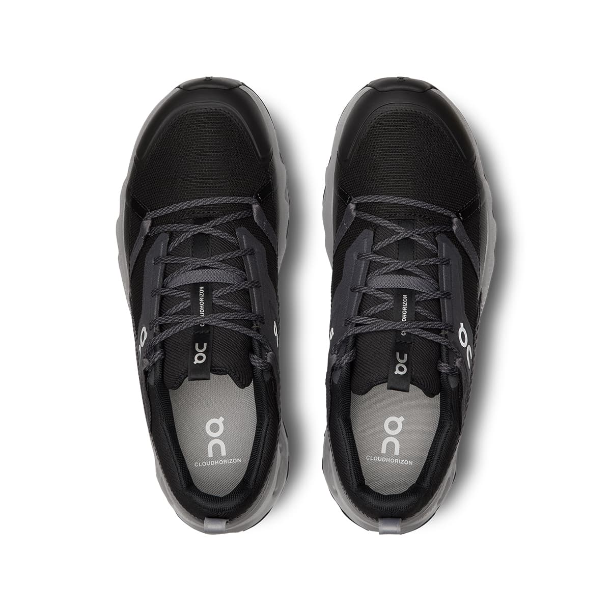 Top view of the On Cloudhorizon Black-Alloy women’s running shoes #color_black-alloy