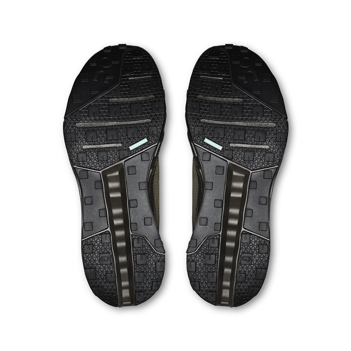 Soles of the On Cloudhorizon Olive-Thorn men’s running shoes