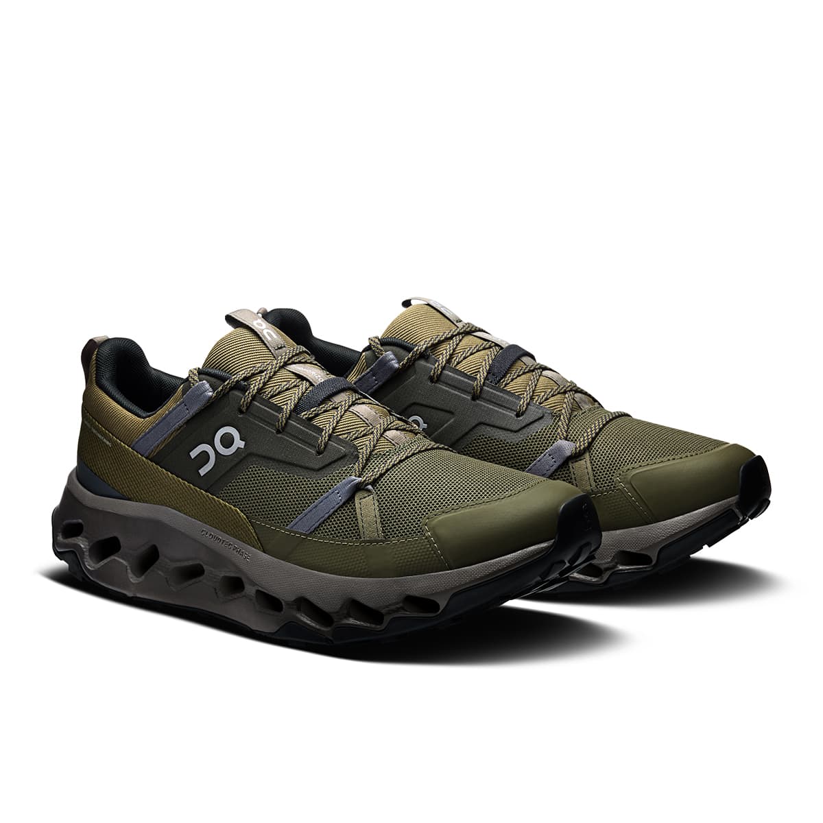 45-degree view of the On Cloudhorizon Olive-Thorn men’s running shoe