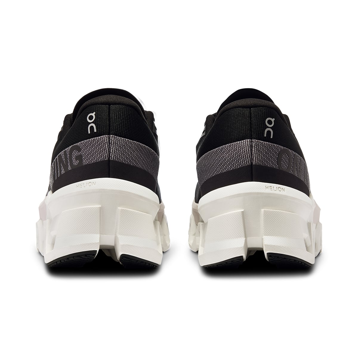 Back view of the On Cloudmonster 2 Black Frost women’s running shoe