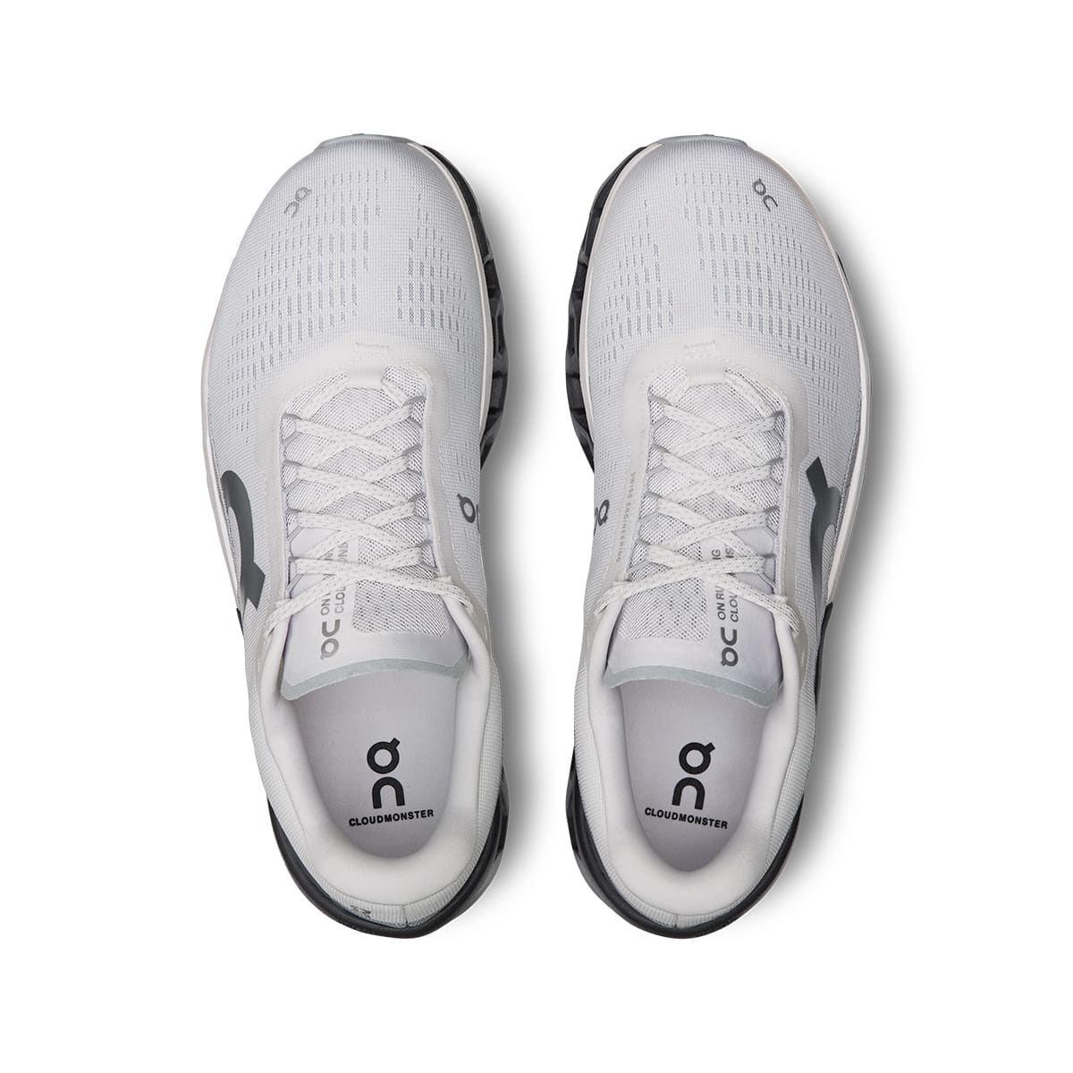 Top view of the On Cloudmonster 2 Frost Rock men’s running shoes