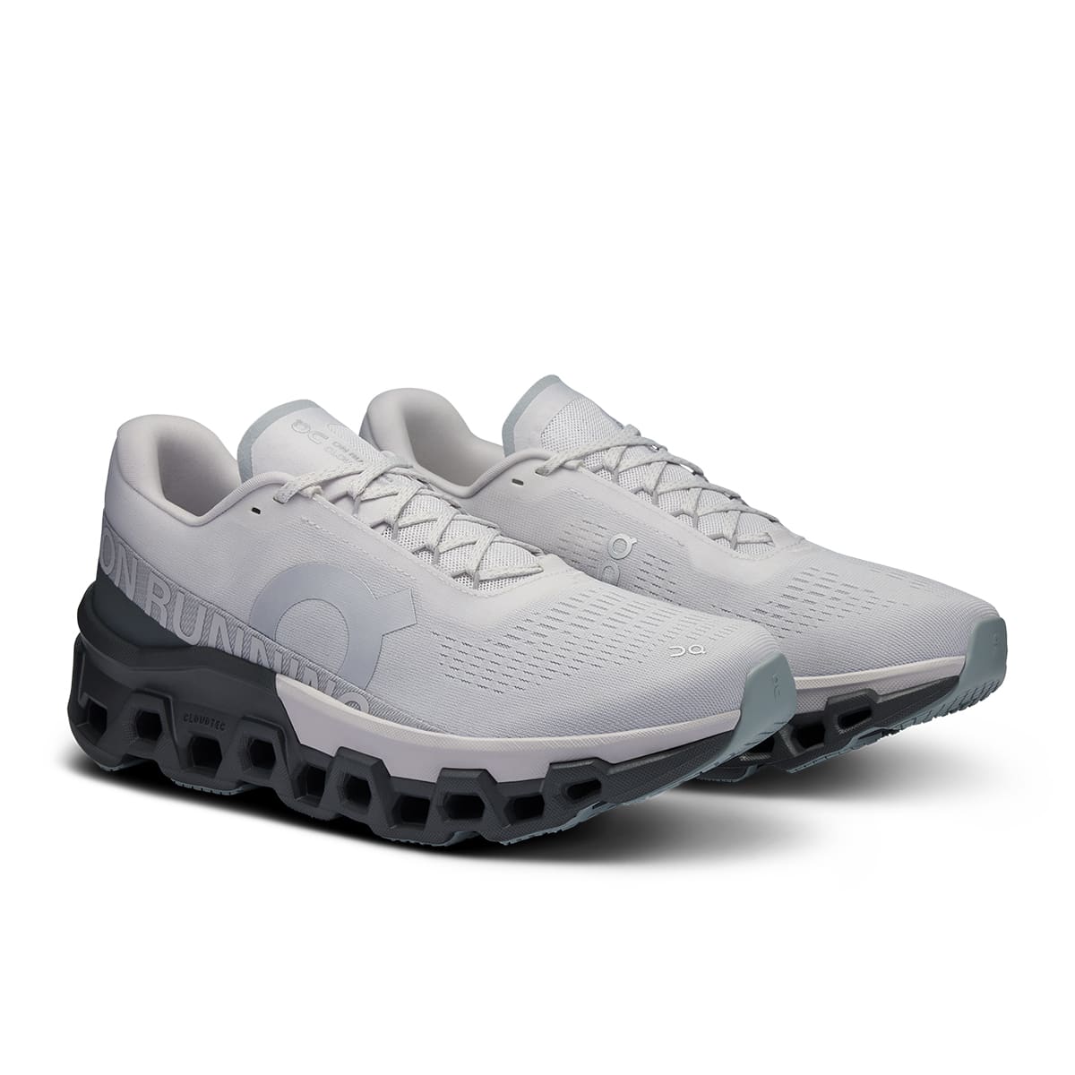 45-degree view of the On Cloudmonster 2 Frost Rock men’s running shoe