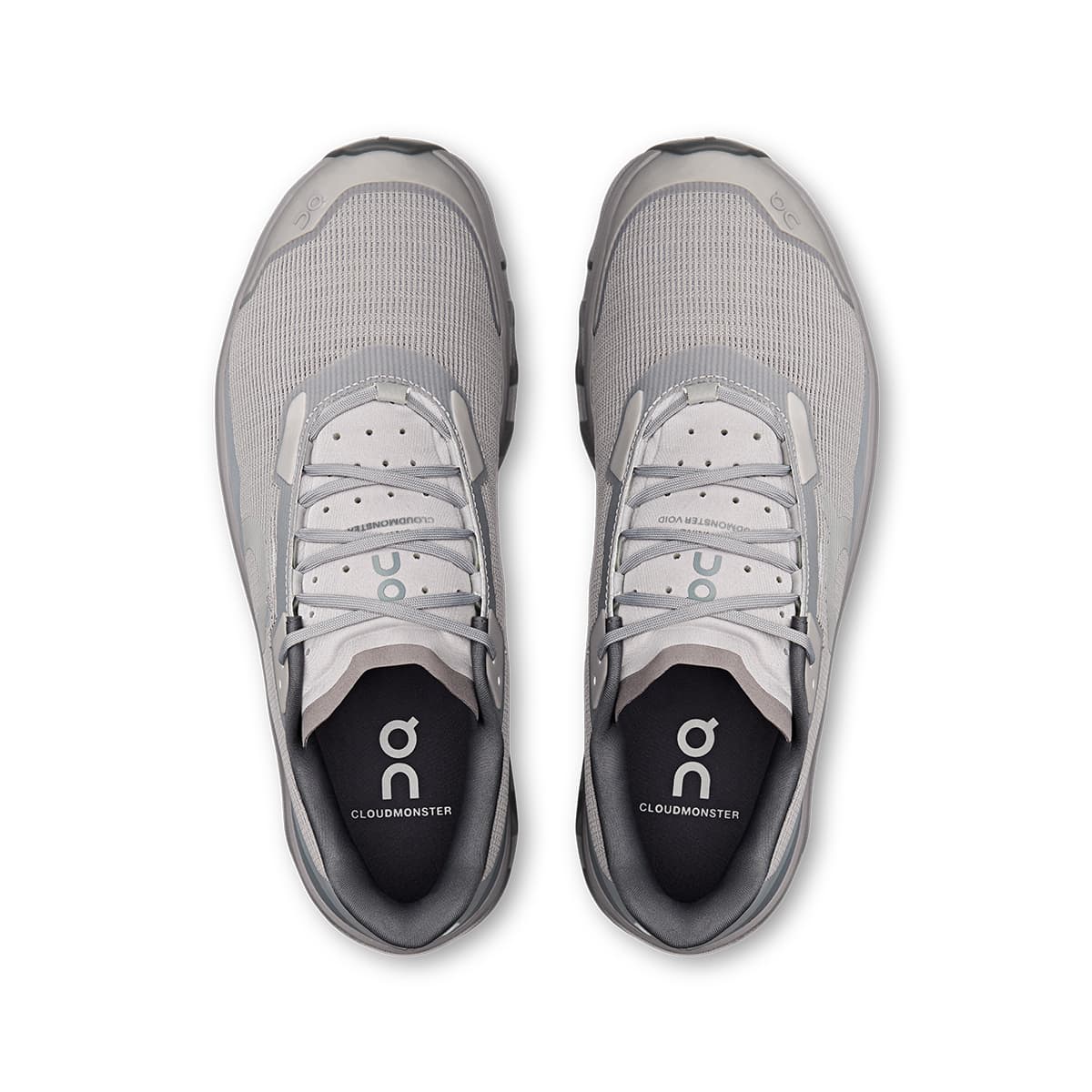 Top view of the On Cloudmonster Void Alloy Glacier men’s running shoes