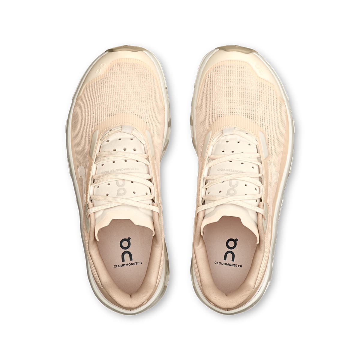 Top view of the On Cloudmonster Void Dew-Ivory women’s running shoes