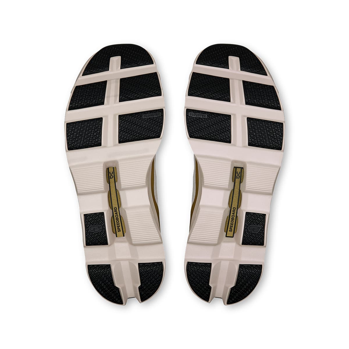 Soles of the On Cloudmonster Void Silver Lense men’s running shoes