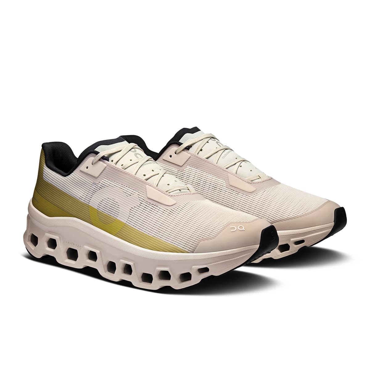Left side view of the On Cloudmonster Void Silver Lense men’s running shoe
