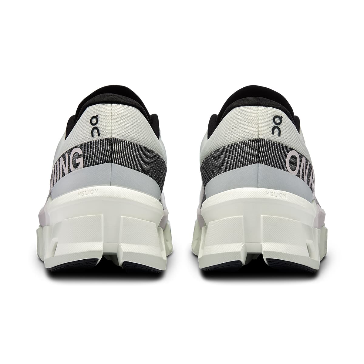 Back view of the On Cloudmonster 2 White-Frost men’s running shoe