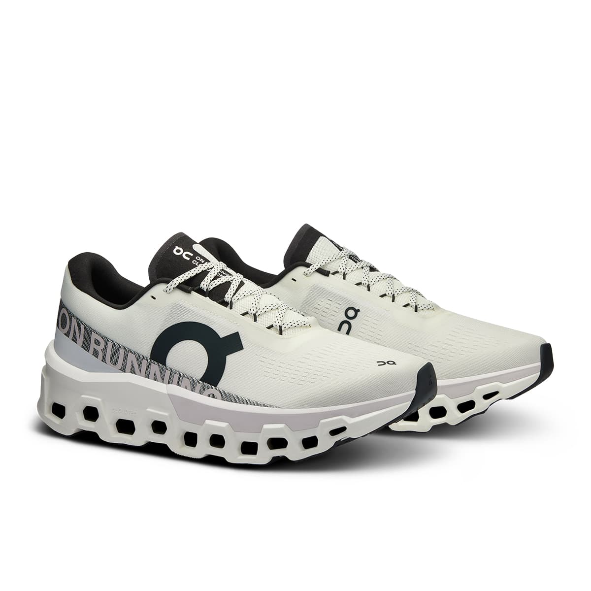 45-degree view of the On Cloudmonster 2 White-Frost men’s running shoe