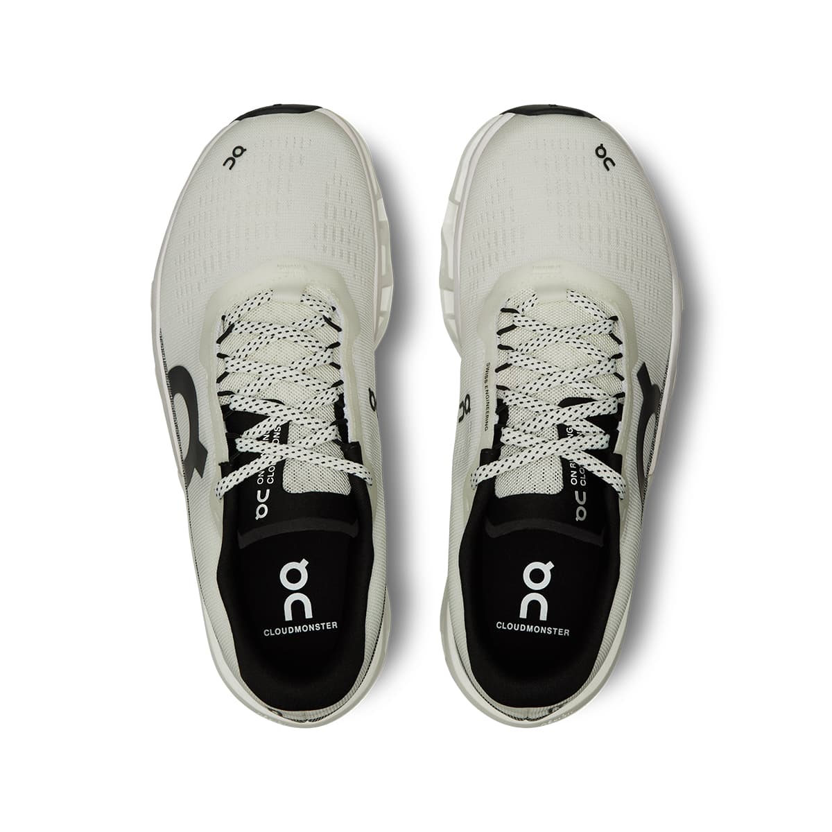 Top view of the On Cloudmonster 2 White-Frost women’s running shoes #color_white-frost